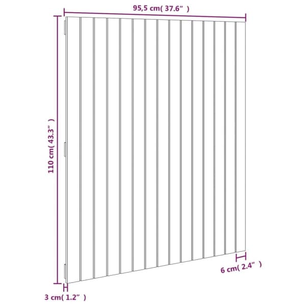 vidaXL Sängynpääty seinälle valkoinen 95,5x3x110 cm täysi mänty -  Sängynpäädyt