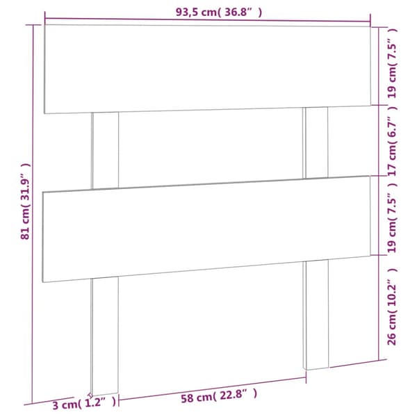vidaXL sengegærde 93,5x3x81 cm massivt fyrretræ sort - Hovedgærder og fodgærder