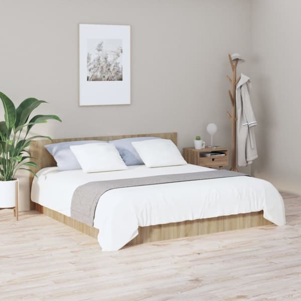 vidaXL sengegærde 200x1,5x80 cm konstrueret træ sonoma-eg - Hovedgærder og fodgærder