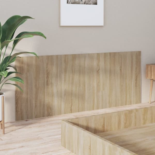 vidaXL sengegærde 200x1,5x80 cm konstrueret træ sonoma-eg - Hovedgærder og fodgærder