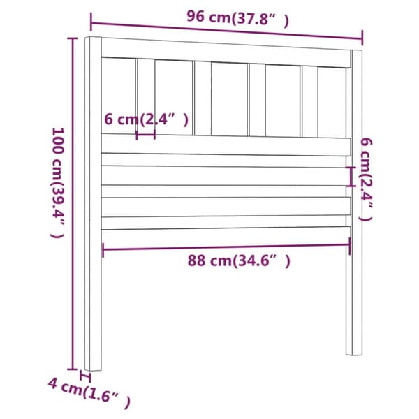 vidaXL sengegærde 96x4x100 cm massivt fyrretræ sort -  Hovedgærder og fodgærder
