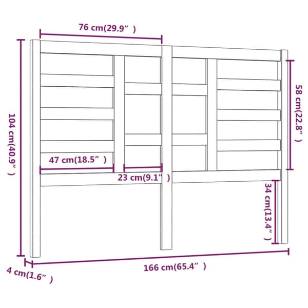 vidaXL Sängynpääty musta 166x4x104 cm täysi mänty - Sängynpäädyt
