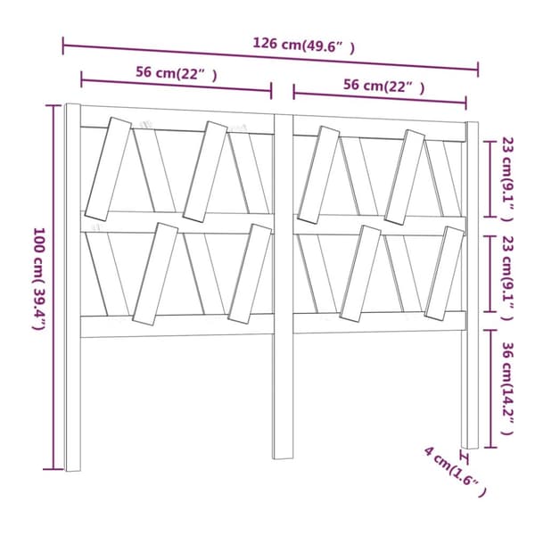 vidaXL sengegærde 126x4x100 cm massivt fyrretræ - Hovedgærder og fodgærder