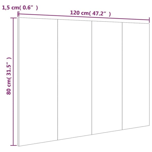 vidaXL sengegærde 120x1,5x80 cm konstrueret træ røget egetræsfarve - Hovedgærder og fodgærder