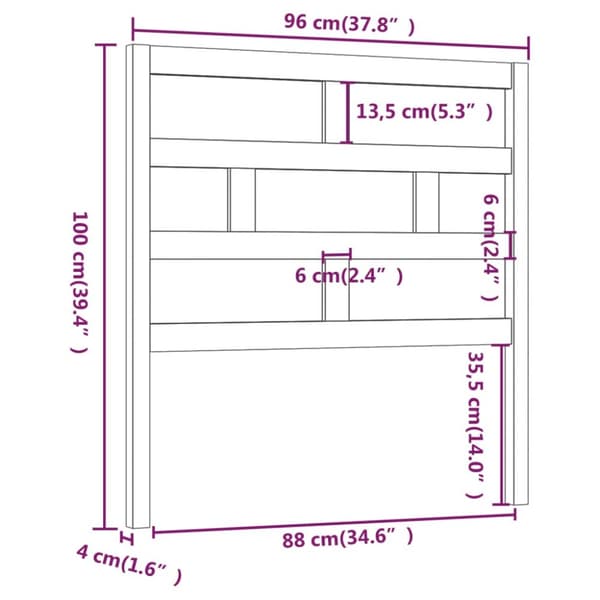 vidaXL sengegærde 96x4x100 cm massivt fyrretræ hvid -  Hovedgærder og fodgærder