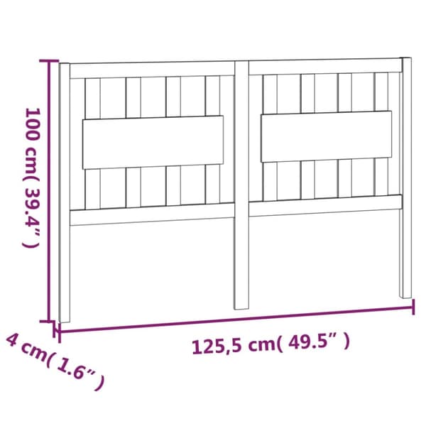vidaXL Sängynpääty valkoinen 125,5x4x100 cm täysi mänty - Sängynpäädyt