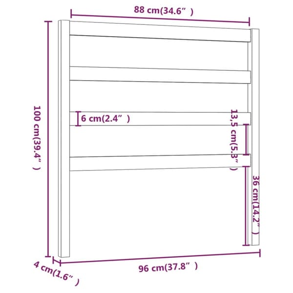 vidaXL sengegærde 96x4x100 cm massivt fyrretræ sort - Hovedgærder og fodgærder