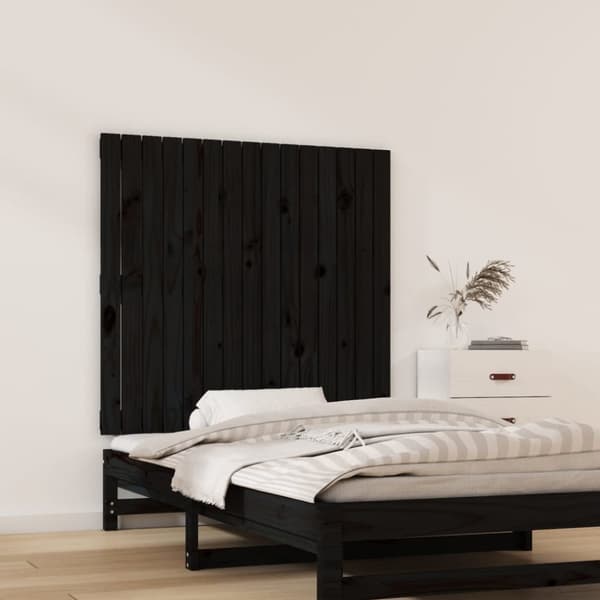 vidaXL sengegavl 95,5x3x90 cm massivt fyrretræ sort -  Hovedgærder og fodgærder