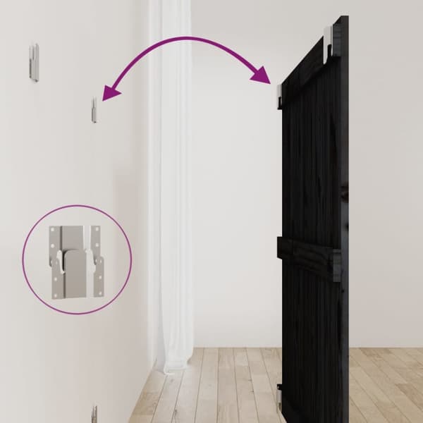 vidaXL sengegavl 95,5x3x90 cm massivt fyrretræ sort -  Hovedgærder og fodgærder