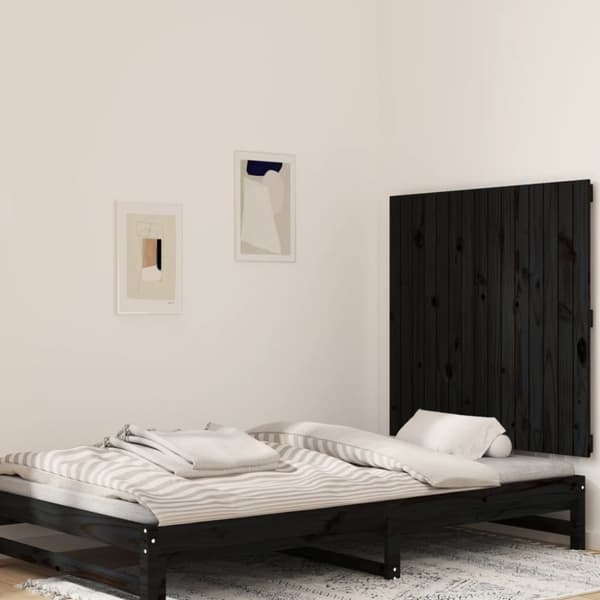 vidaXL sengegavl 95,5x3x90 cm massivt fyrretræ sort -  Hovedgærder og fodgærder