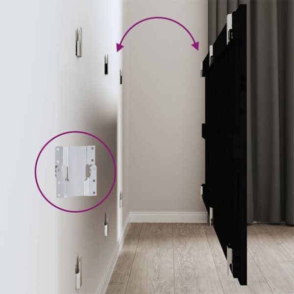 vidaXL Sängynpääty seinälle musta 147x3x60 cm täysi mänty - Sängynpäädyt