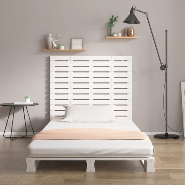 vidaXL sengegavl 146x3x91,5 cm massivt fyrretræ hvid - Hovedgærder og fodgærder