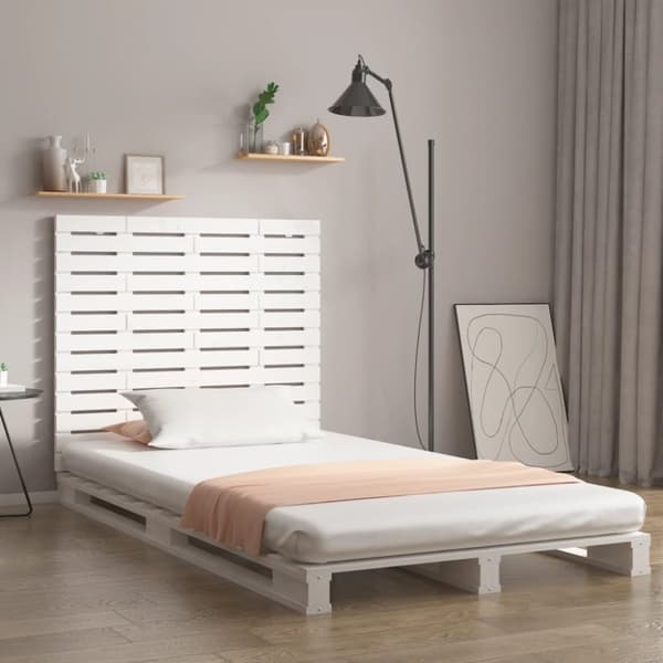 vidaXL sengegavl 146x3x91,5 cm massivt fyrretræ hvid - Hovedgærder og fodgærder