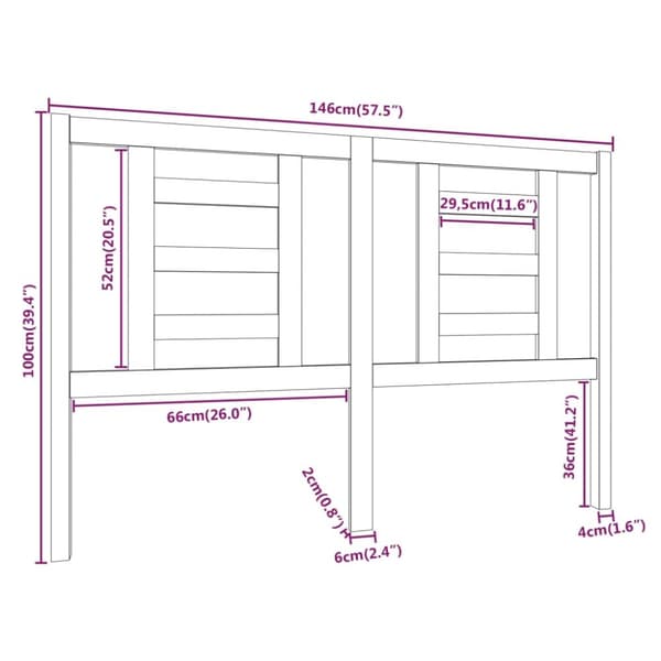 vidaXL Sängynpääty musta 146x4x100 cm täysi mänty - Sängynpäädyt