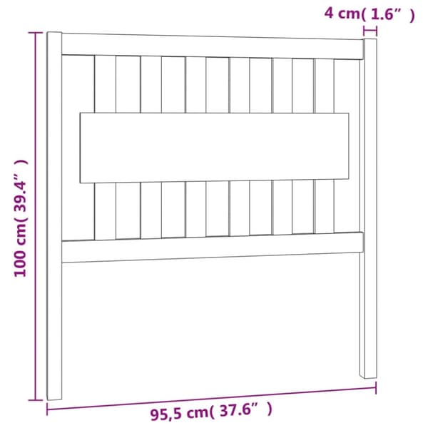 vidaXL sengegærde 95,5x4x100 cm massivt fyrretræ sort - Hovedgærder og fodgærder