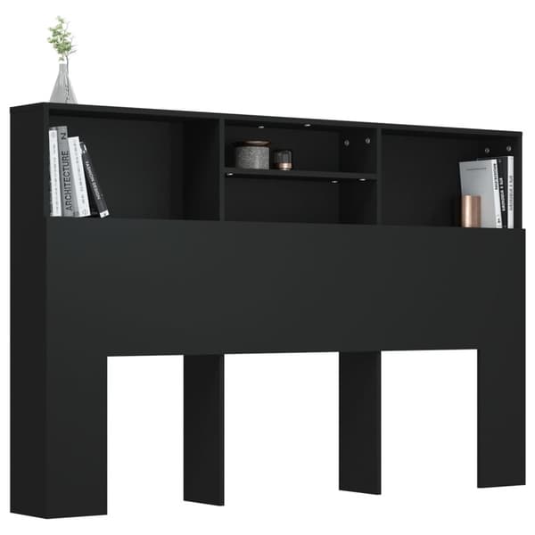 vidaXL sengegavl med opbevaring 160x19x103,5 cm sort - Hovedgærder og fodgærder