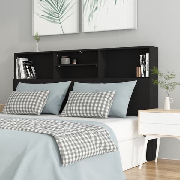 vidaXL sengegavl med opbevaring 160x19x103,5 cm sort - Hovedgærder og fodgærder