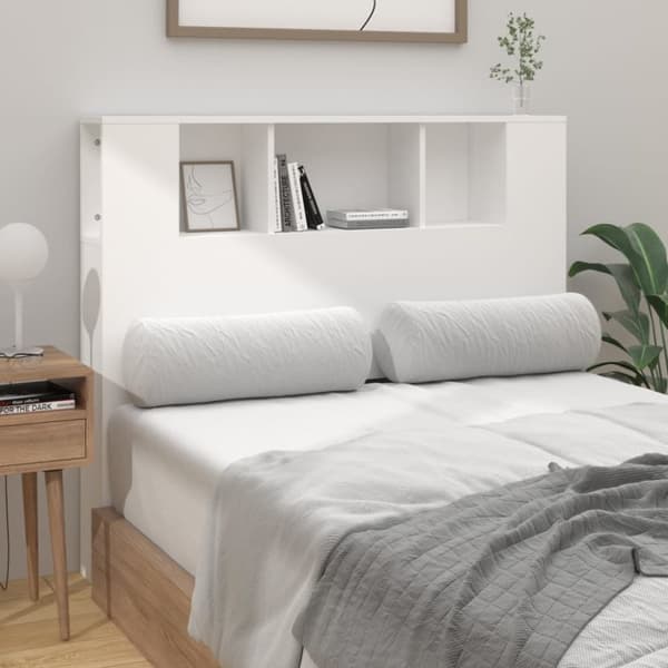 vidaXL sengegavl med opbevaring 120x18,5x102,5 cm hvid -  Hovedgærder og fodgærder