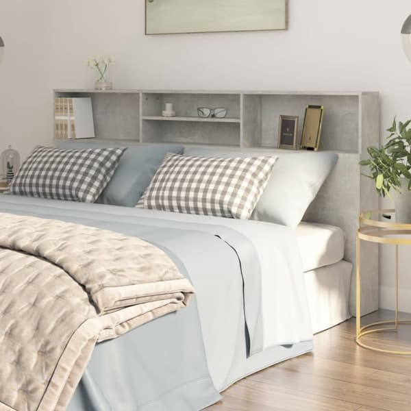 vidaXL Sängynpääty säilytystilalla betoninharmaa 200x19x103,5 cm - Sängynpäädyt