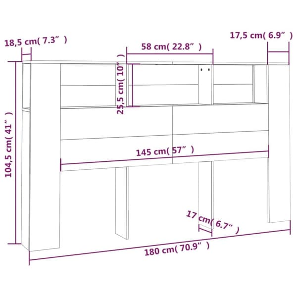 vidaXL sengegavl med opbevaring 180x18,5x104,5 cm sort - Hovedgærder og fodgærder