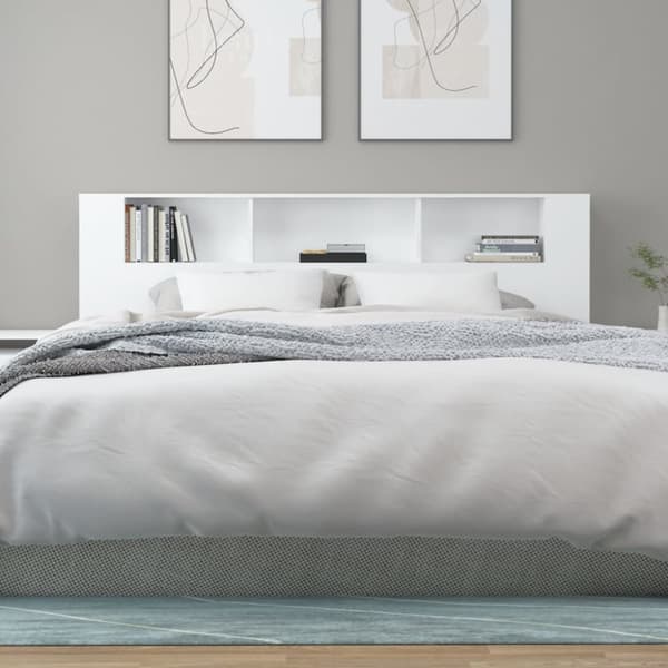 vidaXL Sängynpääty säilytystilalla valkoinen 200x18,5x104,5 cm -  Sängynpäädyt