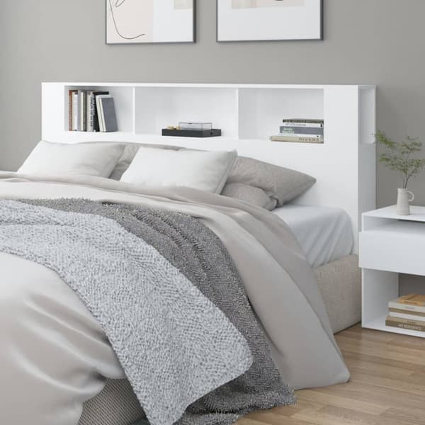 vidaXL Sängynpääty säilytystilalla valkoinen 200x18,5x104,5 cm - Sängynpäädyt