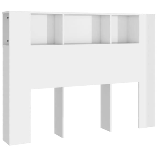 vidaXL sengegavl med opbevaring 140x18,5x104,5 cm hvid højglans - Hovedgærder og fodgærder