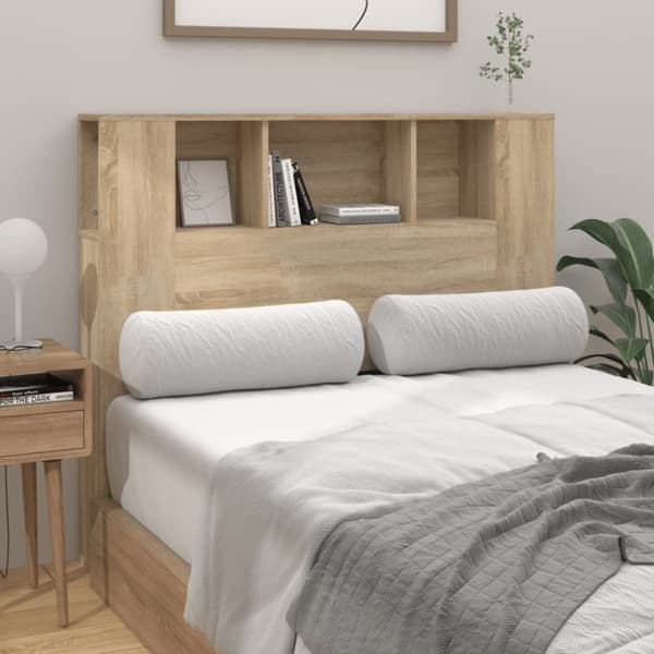 vidaXL sengegavl med opbevaring 120x18,5x102,5 cm sonoma-eg - Hovedgærder og fodgærder
