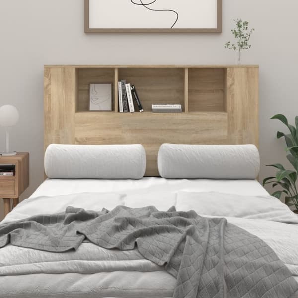 vidaXL sengegavl med opbevaring 120x18,5x102,5 cm sonoma-eg -  Hovedgærder og fodgærder
