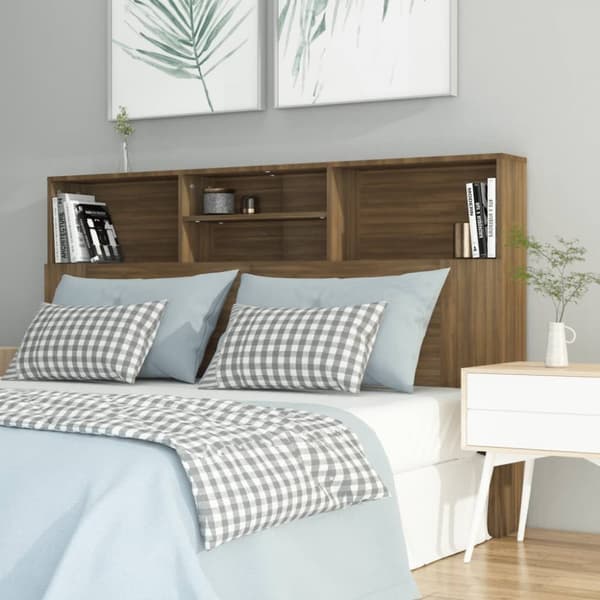 vidaXL Sängynpääty säilytystilalla ruskea tammi 160x19x103,5 cm - Sängynpäädyt