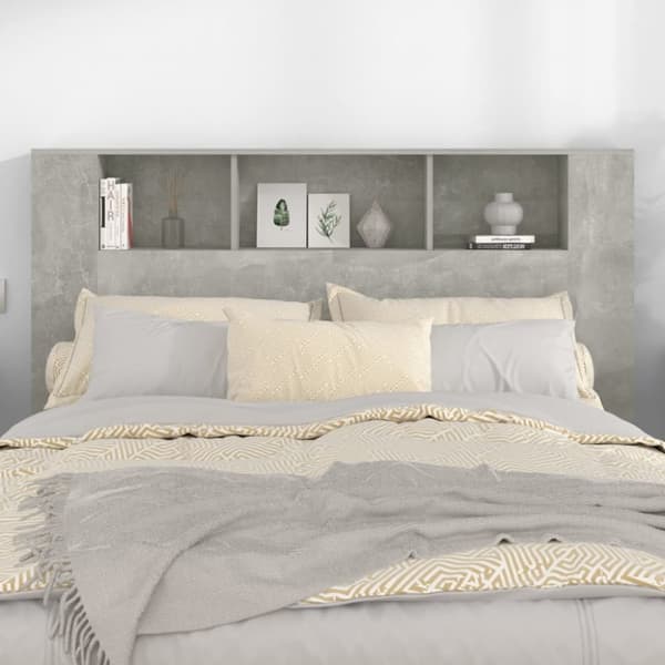 vidaXL Sängynpääty säilytystilalla betoninharmaa 160x18,5x104,5 cm - Sängynpäädyt
