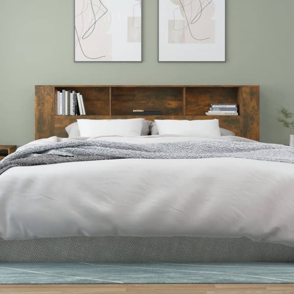 vidaXL Sängynpääty säilytystilalla savutammi 200x18,5x104,5 cm -  Sängynpäädyt