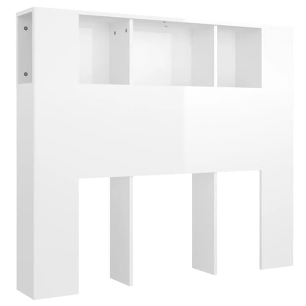 vidaXL sengegavl med opbevaring 120x18,5x102,5 cm hvid højglans -  Hovedgærder og fodgærder