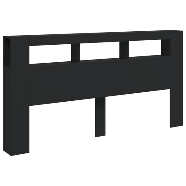 vidaXL sengegavl med LED-lys 200x18,5x103,5 cm konstrueret træ sort - Hovedgærder og fodgærder