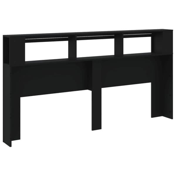 vidaXL sengegavl med LED-lys 200x18,5x103,5 cm konstrueret træ sort - Hovedgærder og fodgærder
