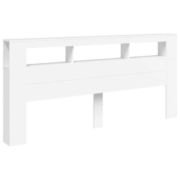 vidaXL sengegavl med LED-lys 220x18,5x103,5 cm konstrueret træ hvid - Hovedgærder og fodgærder