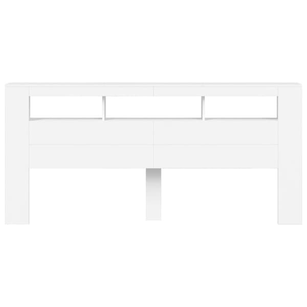 vidaXL sengegavl med LED-lys 220x18,5x103,5 cm konstrueret træ hvid - Hovedgærder og fodgærder