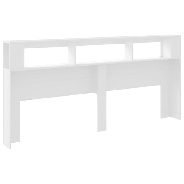 vidaXL sengegavl med LED-lys 220x18,5x103,5 cm konstrueret træ hvid - Hovedgærder og fodgærder