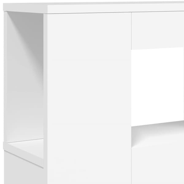 vidaXL sengegavl med LED-lys 220x18,5x103,5 cm konstrueret træ hvid - Hovedgærder og fodgærder
