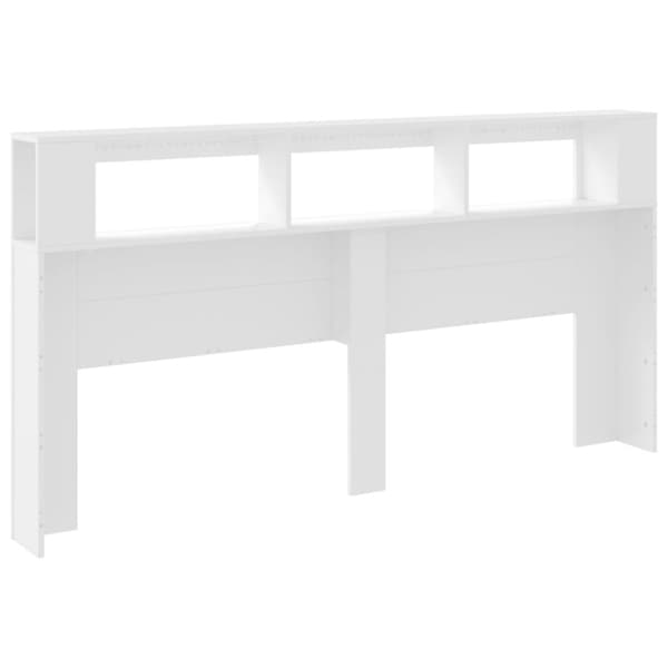 vidaXL sengegavl med LED-lys 200x18,5x103,5 cm konstrueret træ hvid - Hovedgærder og fodgærder