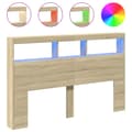 Pikkukuva 3 / 11: vidaXL Sängynpäätykaappi LED-valoilla Sonoma-tammi 160x17x102 cm -  Sängynpäädyt