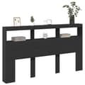 Miniatyrbillede 6 af 11: vidaXL sengegavl med opbevaring og LED-lys 180x17x102 cm sort -  Hovedgærder og fodgærder