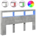 Pikkukuva 3 / 11: vidaXL Sängynpäätykaappi LED-valoilla betoninharmaa 180x17x102 cm -  Sängynpäädyt