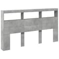 Pikkukuva 4 / 11: vidaXL Sängynpäätykaappi LED-valoilla betoninharmaa 180x17x102 cm -  Sängynpäädyt