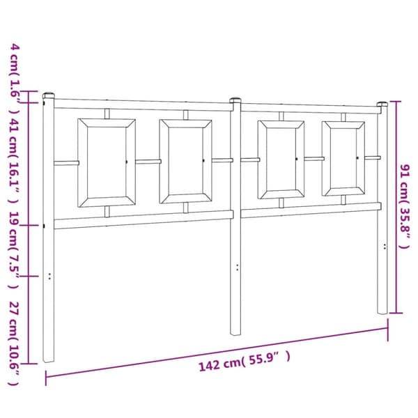 vidaXL sengegavl 135 cm metal sort - Hovedgærder og fodgærder