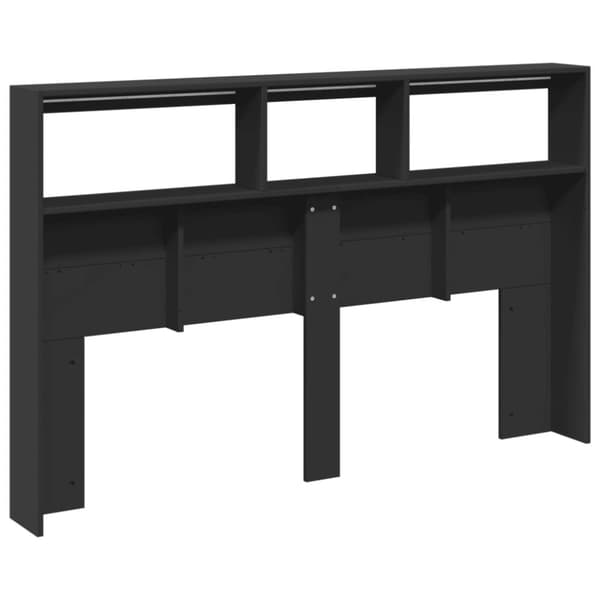 vidaXL sengegavl med opbevaring og LED-lys 160x17x102 cm sort - Hovedgærder og fodgærder