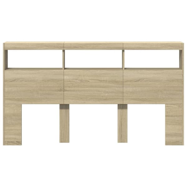 vidaXL Sängynpäätykaappi LED-valoilla Sonoma-tammi 180x17x102 cm - Sängynpäädyt
