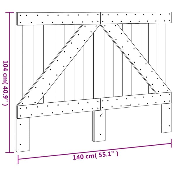 vidaXL sengegavl 140x104 cm massivt fyrretræ -  Hovedgærder og fodgærder