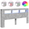 Pikkukuva 3 / 11: vidaXL Sängynpääty LED-valoilla betoninharmaa 200x18,5x103,5 cm puu -  Sängynpäädyt
