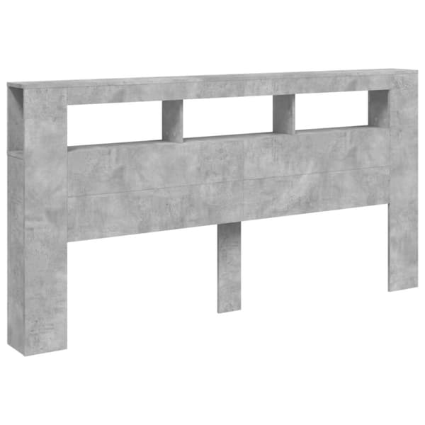 vidaXL Sängynpääty LED-valoilla betoninharmaa 200x18,5x103,5 cm puu -  Sängynpäädyt
